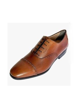 Salvatore Ferragamo Men' Riley Saddle Pebbled
Leather Oxford Shoes siz 9E 
brown